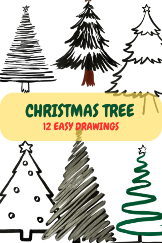 12 Easy Christmas Tree Drawings for Beginners